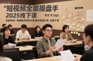 短视频全案操盘手2025线下课，全部实战一线操盘手经验分享，毫无保留分享，全是干货-网赚资源网