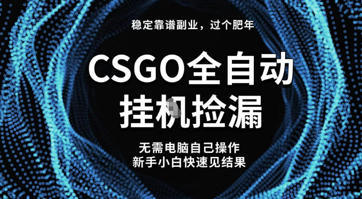 【稳定副业】全球最热门游戏CSGO全自动捡漏，最新玩法，新手小白日入5张+【揭秘】