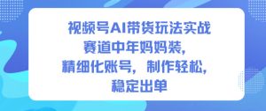 视频号AI带货玩法实战，赛道中年妈妈装，精细化账号，制作轻松，稳定出单-网赚资源网