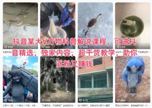 抖音某大V万物科普解说课程，可进抖音精选，独家内容，超干货教学，助你涨粉又賺钱-网赚资源网