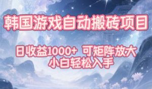 韩国游戏自动搬砖项目,日收益1k+,可矩阵放大,小白轻松入手【揭秘】-网赚资源网