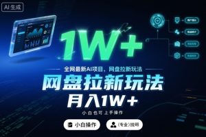 全网最新AI项目，网盘拉新玩法，小白也可上手操作，月入1W+【揭秘】-网赚资源网