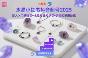 水晶小红书抖音起号2025，新人入门基础课+水晶专业知识课+销售知识进阶课-网赚资源网