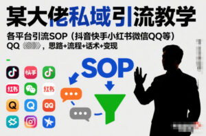 某大佬私域引流教学，各平台引流SOP（抖音快手小红书微信QQ等），思路+流程+话术+变现-网赚资源网
