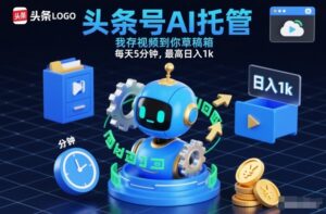头条号AI托管，我存视频到你草稿箱，每天5分钟，最高日入1k【揭秘】-网赚资源网