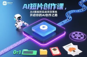 AI短片创作课，从0基础到实战项目落地，开启你的AI创作之路-网赚资源网