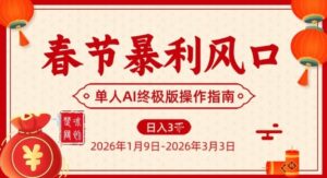 春节暴利风口项目，单人AI落地翻身终极版实操-网赚资源网