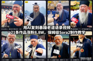用AI复刻暴躁老道语录视频，21条作品涨粉8.8W，保姆级Sora2制作教学-网赚资源网