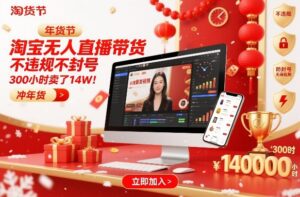 淘宝无人直播带货，不违规不封号，不需要发视频，300小时卖了14W！冲年货节【揭秘】-网赚资源网
