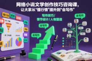 网络小说文学创作技巧咨询课，让大家从“懂行情”提升到”会写作”的高度-网赚资源网