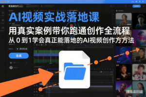 AI视频实战落地课，用真实案例带你跑通创作全流程，从0到1学会真正能落地的AI视频创作方法-网赚资源网