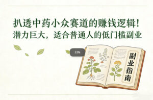 扒透中药小众赛道的賺米逻辑，潜力巨大，适合普通人的低门槛副业-网赚资源网