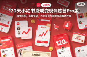 120天小红书涨粉变现训练营Pro版，​精准涨粉，高效变现​，为你量身打造的实战解决方案-网赚资源网