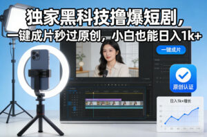 独家黑科技撸爆短剧，一键成片秒过原创，小白也能日入1k+【揭秘】-网赚资源网