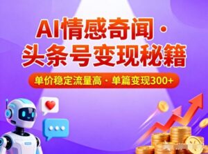 头条号做AI情感奇闻内容，单价稳定流量高，一篇变现3张-网赚资源网
