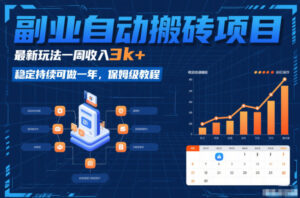 副业自动搬砖项目，最新玩法一周收入3k+，稳定持续可做一年，保姆级教程【揭秘】-网赚资源网