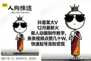 抖音某大V12月最新火柴人动画制作教学，条条视频点赞几十W，快速起号涨粉变现-网赚资源网