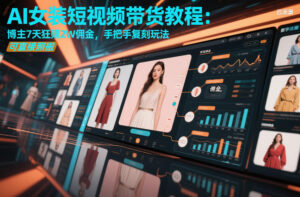 AI女装短视频带货教程：博主7天狂賺2W佣金，手把手复刻玩法，可直接照搬-网赚资源网