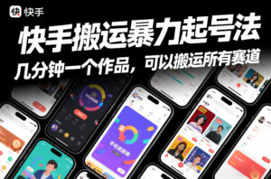快手搬运暴力起号法，几分钟一个作品，手机就能做，可以搬运所有赛道-网赚资源网