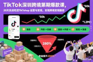 TikTok深圳跨境第2期爆款课，20天实战吃透TikTok Shop运营与变现，实现跨境变现翻倍-网赚资源网
