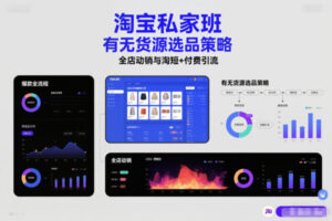 淘宝私家班，有无货源选品策略，高成功率爆款全流程打法，全店动销与淘短+付费引流-网赚资源网