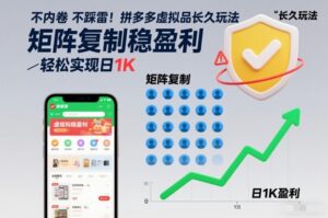 不内卷不踩雷！拼多多虚拟品长久玩法，矩阵复制稳盈利，轻松实现日1K【揭秘】-网赚资源网