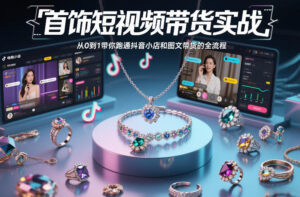 首饰短视频带货实战，从0到1带你跑通抖音小店和图文带货的全流程-网赚资源网