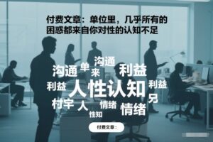 付费文章：单位里，几乎所有的困惑都来自你对人性的认知不足-网赚资源网