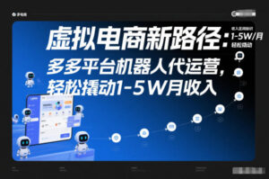 虚拟电商新路径：多多平台机器人代运营，轻松撬动1-5W月收入【揭秘】-网赚资源网