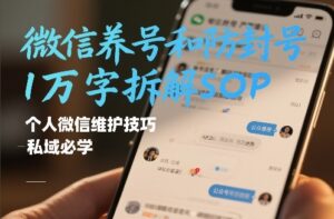 微信养号和防封号1万字拆解SOP，个人微信维护技巧，私域必学【文档】-网赚资源网