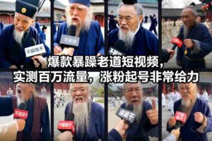 爆款暴躁老道短视频，实测百万流量，涨粉起号非常给力-网赚资源网