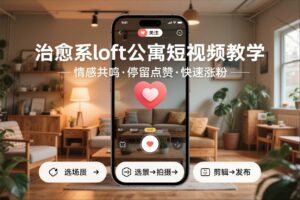 治愈系loft公寓短视频制作教学，情感共鸣引停留点赞关注，快速起号涨粉-网赚资源网