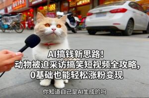 AI搞钱新思路！动物被迫采访搞笑短视频全攻略，0基础也能轻松涨粉变现-网赚资源网