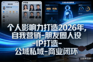 个人影响力打造2026年,自我营销-朋友圈人设-IP打造-公域私域-商业闭环-网赚资源网