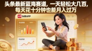 头条最新蓝海赛道，一天轻松大几张，每天花十分钟也能月入过1W【揭秘】-网赚资源网