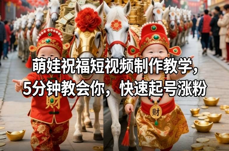 萌娃祝福短视频制作教学，5分钟教会你，快速起号涨粉