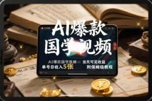 AI爆款国学视频,独家起号方法,小白直接上手,当天可见收益,单号日收入5张+附保姆级教程-网赚资源网