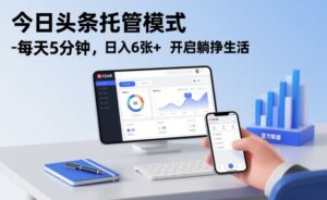 今日头条托管模式，每天5分钟，日入6张+，开启躺挣生活【揭秘】-网赚资源网