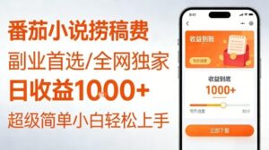 全网独家！番茄小说捞稿费，日收益1k+，副业必看，小白易上手，超级简单【揭秘】-网赚资源网