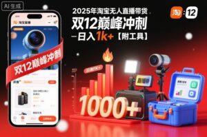 2025年淘宝无人直播带货，冲刺双12，日入1k+【附工具】【揭秘】-网赚资源网