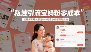 私域引流宝妈粉零成本流程简单月入超过1W+适合小白想做副业的-网赚资源网