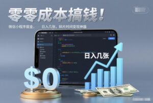 零成本搞钱，微信小程序掘金，简单易操作，日入几张，碎片时间变现神器【揭秘】-网赚资源网