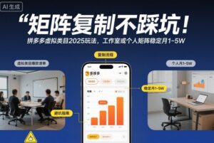 矩阵复制不踩坑！拼多多虚拟类目2025玩法，工作室或者个人矩阵稳定月1-5W【揭秘】-网赚资源网