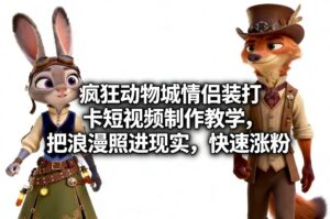 疯狂动物城情侣装打卡短视频制作教学，把浪漫照进现实，快速涨粉-网赚资源网