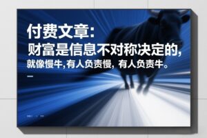 付费文章：财富是信息不对称决定的，就像慢牛，有人负责慢，有人负责牛-网赚资源网
