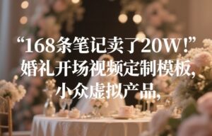168条笔记卖了20W！婚礼开场视频定制模板，小众虚拟产品-网赚资源网