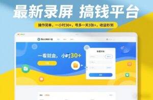 最新录屏搞钱平台，操作简单，一看就会，一小时30+，号多一天3张+，收益秒到【揭秘】-网赚资源网