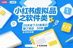 小红书虚拟品之软件类，29天发了32条笔记，賺了将近50张，全流程讲解-网赚资源网