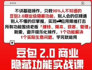 豆包2.0商业隐藏功能实战课2026，1个功能解决1个实际生意问题，学完就能用-网赚资源网