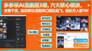 多参宗AI漫剧班3期，六大核心模块，全程干货，助你抓住漫剧风口轻松起飞，轻松月入破1W+-网赚资源网